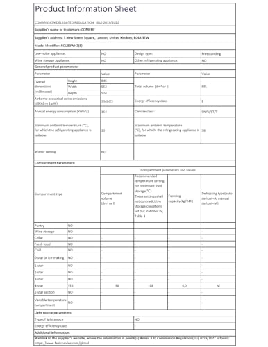 comfee' rcu83wh2(e) 88l freestanding under counter freezer, 55cm wide, reversible door comfee' rcu83wh2(e) 88l freestanding under counter freezer, 55cm wide, reversible door