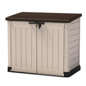keter store it out max outdoor garden storage shed, beige and brown, 145.5 x 82 x 125 cm (l x h x w)