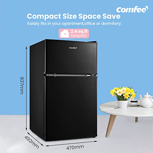 comfee' rct87bl2(e) under counter fridge freezer, 87l double door small fridge freezer with light comfee' rct87bl2(e) under counter fridge freezer, 87l double door small fridge freezer with light