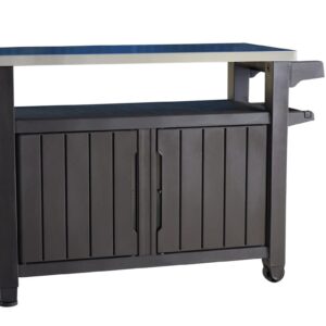 keter unity xl bbq side table, dimensions 134 x 51.7 x 89.6 cm, grey, weatherproof