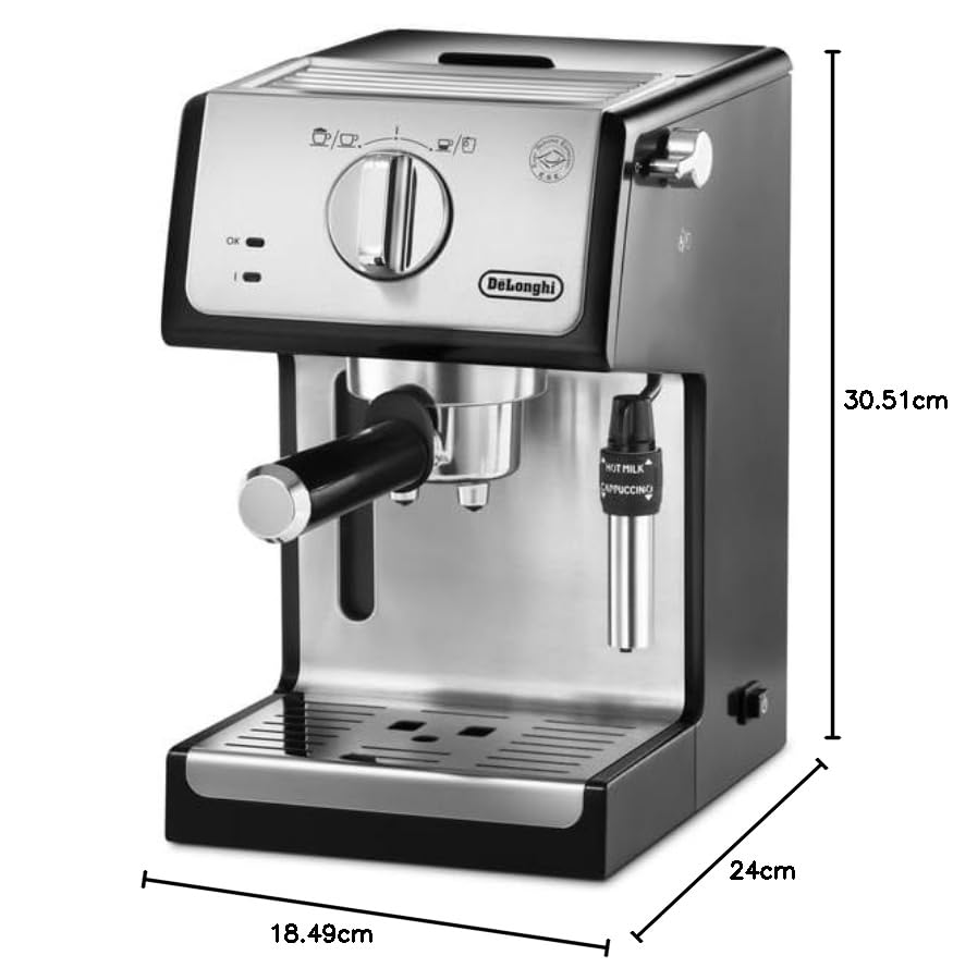 de'longhi ecp35.31traditional barista pump espresso machine, coffee and cappuccino maker, black de'longhi ecp35.31traditional barista pump espresso machine, coffee and cappuccino maker, black