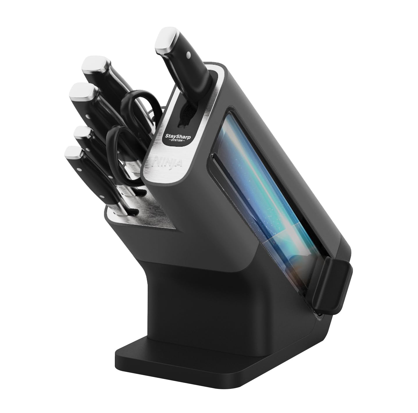 ninja foodi staysharp knife block with integrated sharpener; 5 knives and scissors (1 pair), sharp 6 piece knife set ninja foodi staysharp knife block with integrated sharpener; 5 knives and scissors (1 pair), sharp 6 piece knife set