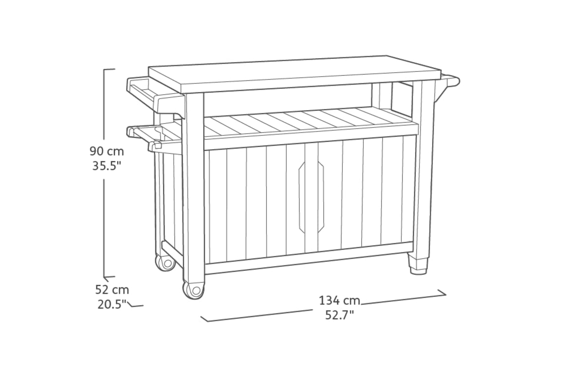keter unity xl bbq side table, dimensions 134 x 51.7 x 89.6 cm, grey, weatherproof keter unity xl bbq side table, dimensions 134 x 51.7 x 89.6 cm, grey, weatherproof