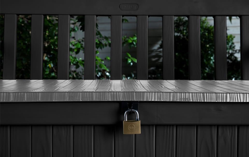 keter eden bench 265l outdoor 60% recycled garden furniture storage box graphite & light grey keter eden bench 265l outdoor 60% recycled garden furniture storage box graphite & light grey