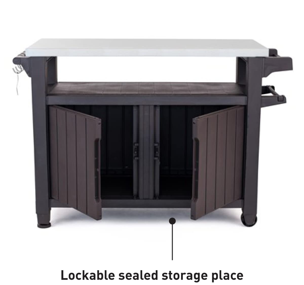 keter unity xl bbq side table, dimensions 134 x 51.7 x 89.6 cm, grey, weatherproof keter unity xl bbq side table, dimensions 134 x 51.7 x 89.6 cm, grey, weatherproof