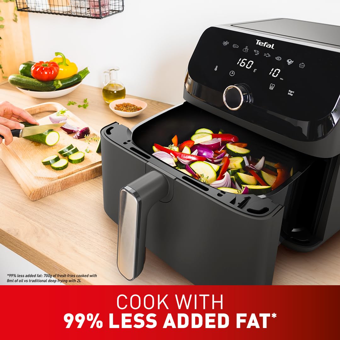 tefal easy fry mega air fryer, 7.5l capacity (serves up to 8), 8 preset programs, compact design tefal easy fry mega air fryer, 7.5l capacity (serves up to 8), 8 preset programs, compact design