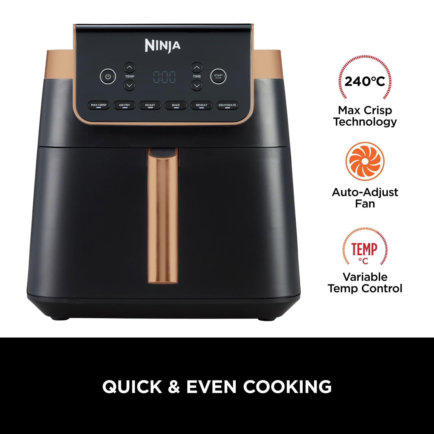 ninja air fryer max pro, 6.2l, uses no oil, large square single drawer, roast, bake, air fry ninja air fryer max pro, 6.2l, uses no oil, large square single drawer, roast, bake, air fry