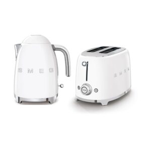 smeg klf03whuk 1.7ltr 3kw kettle and tsf01whuk 2 slice toaster set in white