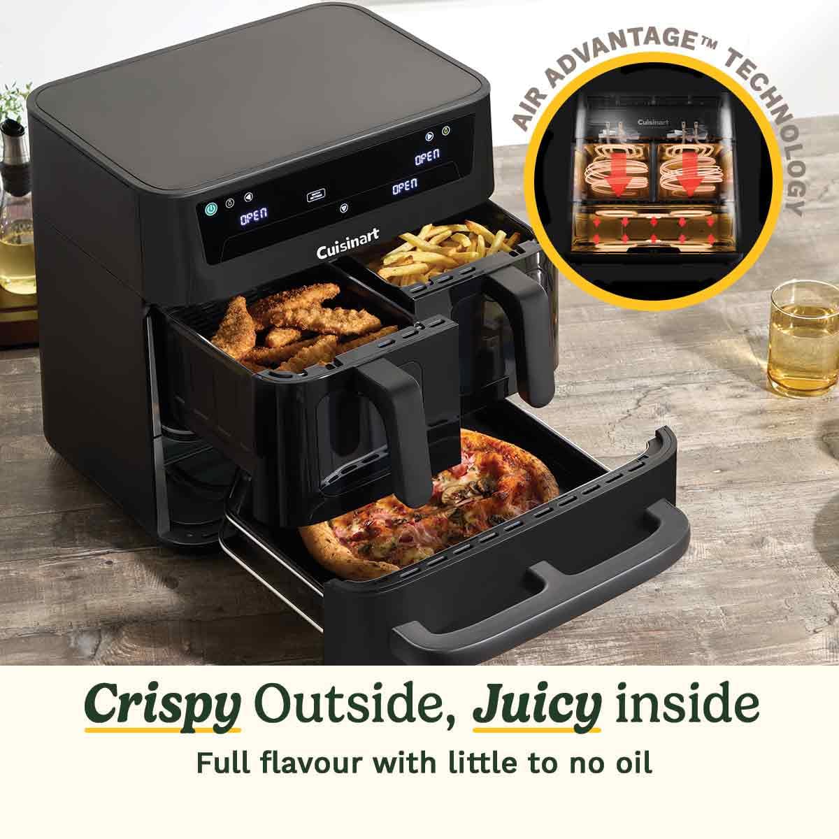 cuisinart tri zone 13.6l air fryer & oven | pfas free | xxxl capacity | 3 independent cooking zones cuisinart tri zone 13.6l air fryer & oven | pfas free | xxxl capacity | 3 independent cooking zones