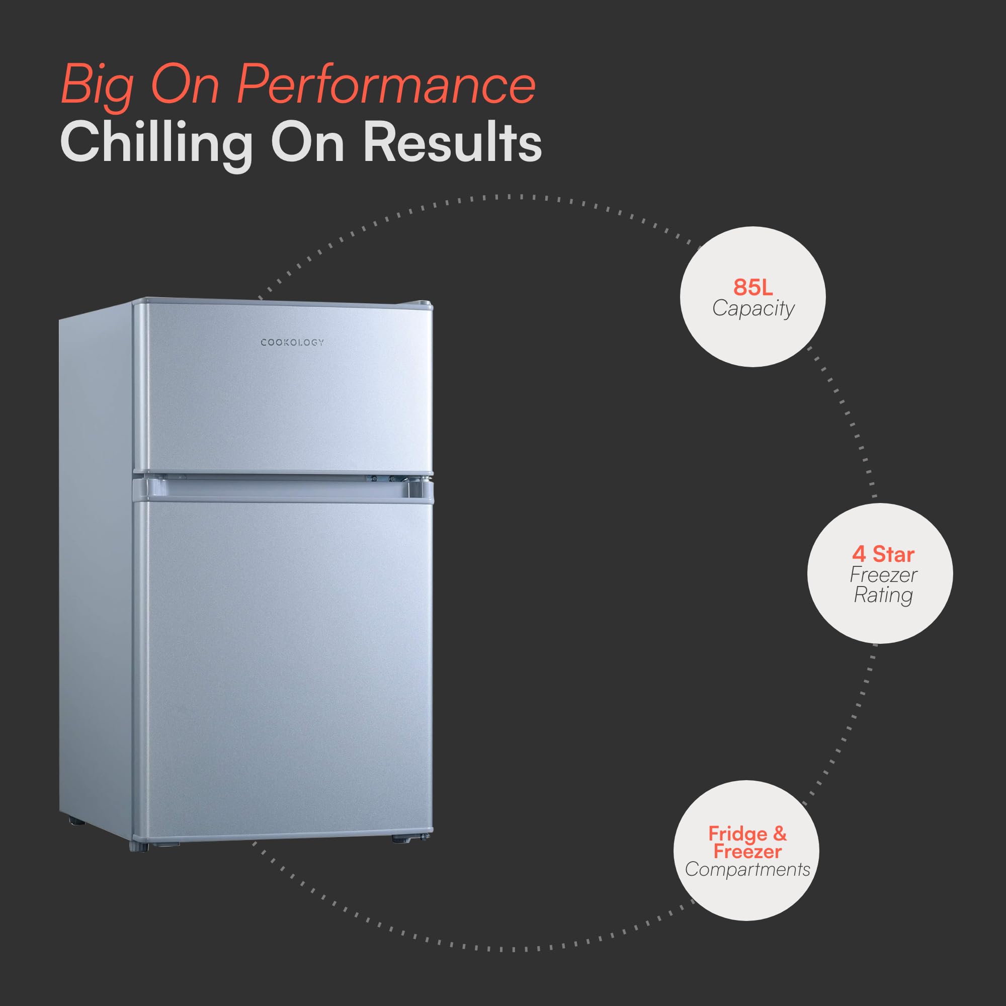 cookology ucff87sl 47cm freestanding under counter small fridge freezer in silver cookology ucff87sl 47cm freestanding under counter small fridge freezer in silver