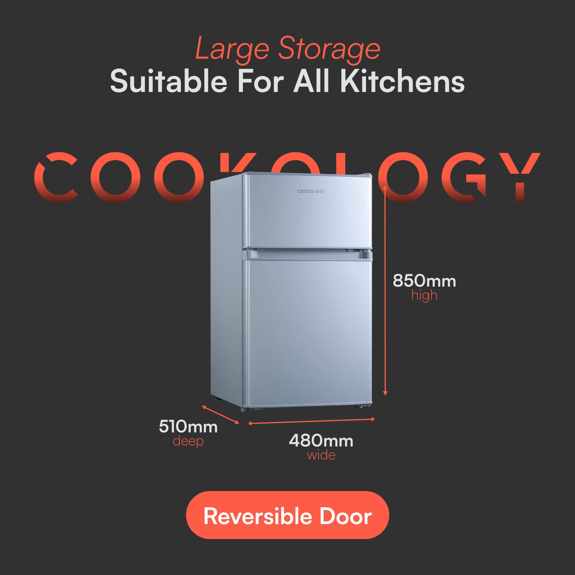 cookology ucff87sl 47cm freestanding under counter small fridge freezer in silver cookology ucff87sl 47cm freestanding under counter small fridge freezer in silver
