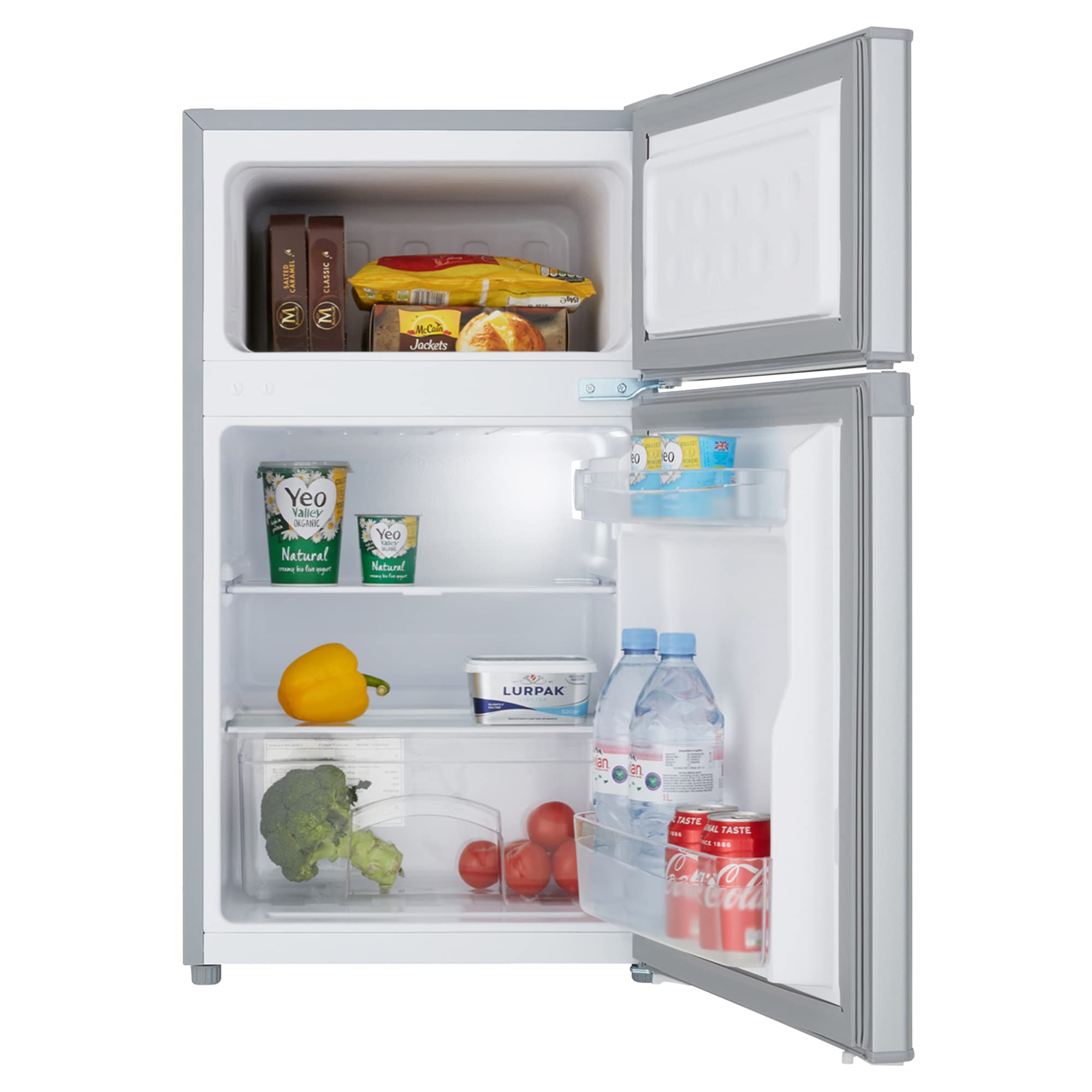 cookology ucff87sl 47cm freestanding under counter small fridge freezer in silver cookology ucff87sl 47cm freestanding under counter small fridge freezer in silver