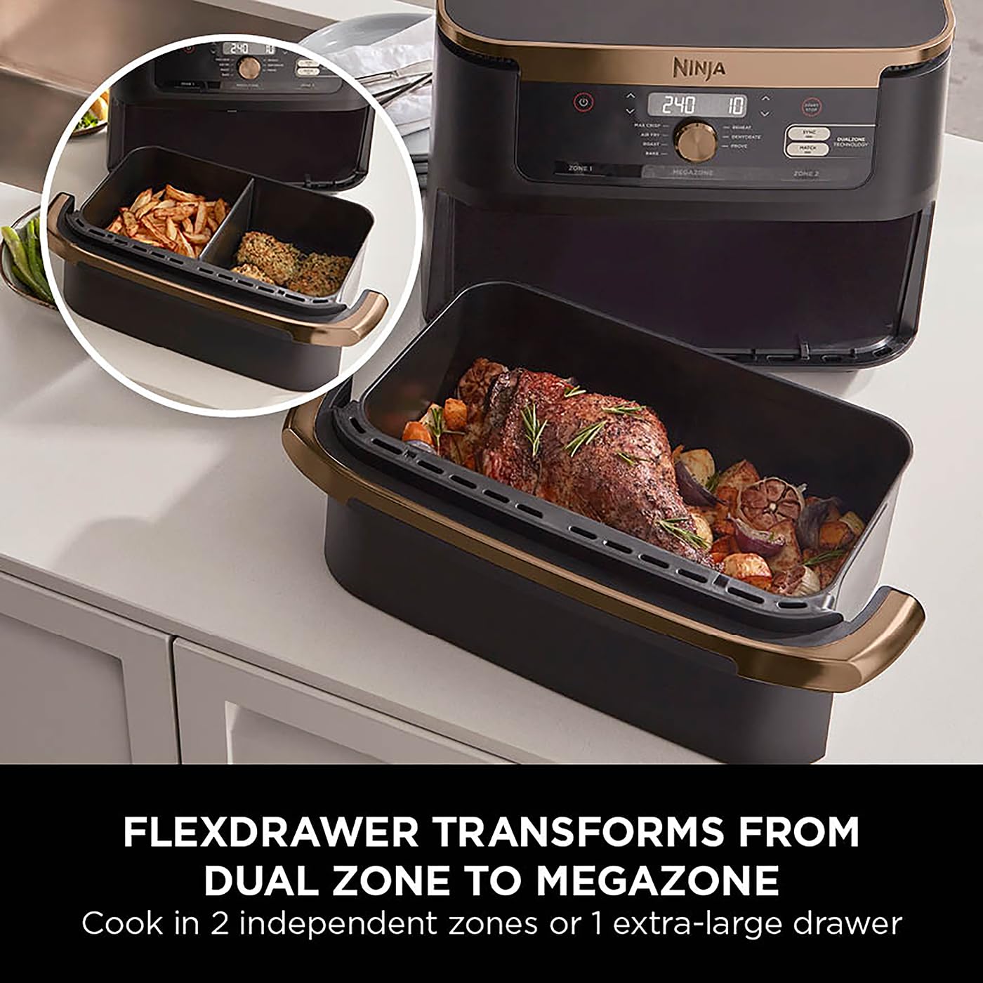 ninja foodi flexdrawer air fryer, dual zone with removable divider, large 10.4l drawer, 7 in 1 ninja foodi flexdrawer air fryer, dual zone with removable divider, large 10.4l drawer, 7 in 1