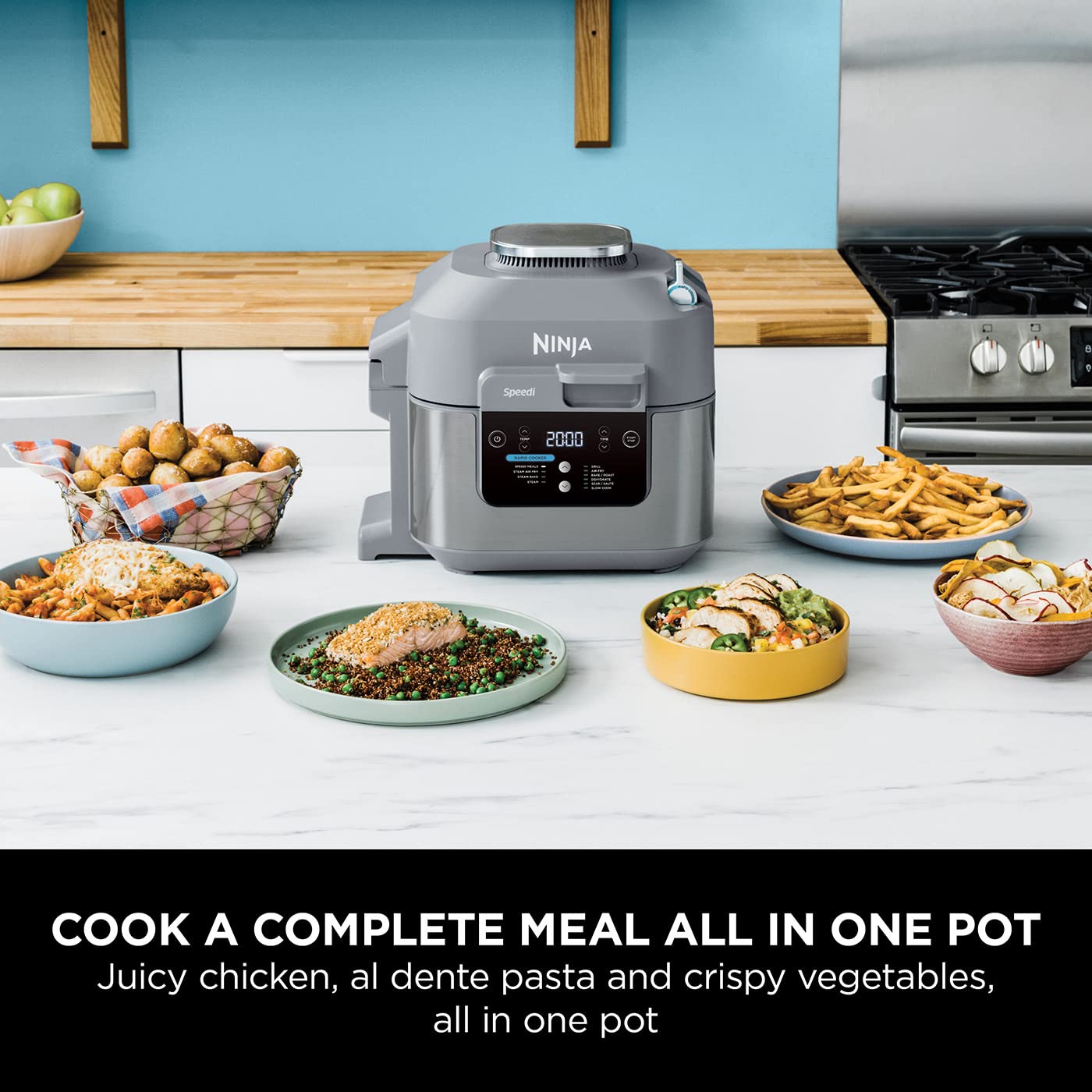 ninja speedi 10 in 1 rapid cooker, air fryer and multi cooker, 5.7l, meals for 4 in 15 minutes, air fry, steam ninja speedi 10 in 1 rapid cooker, air fryer and multi cooker, 5.7l, meals for 4 in 15 minutes, air fry, steam