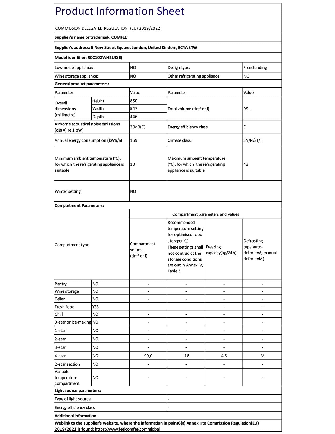 comfee' rcc102wh2uk(e) 99l freestanding chest freezer, with freezing and refrigeration conversion comfee' rcc102wh2uk(e) 99l freestanding chest freezer, with freezing and refrigeration conversion