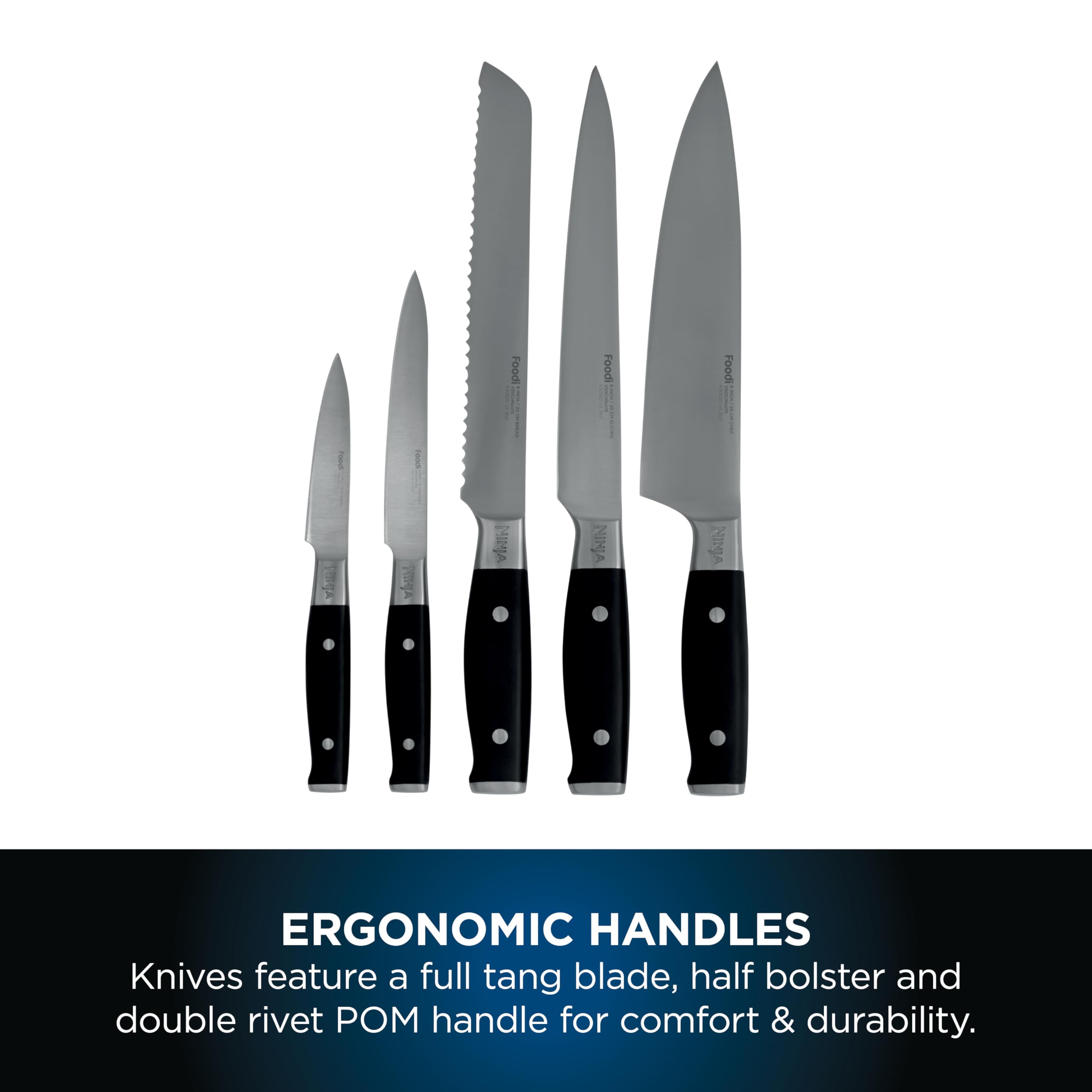 ninja foodi staysharp knife block with integrated sharpener, 5 piece knife set includes chef ninja foodi staysharp knife block with integrated sharpener, 5 piece knife set includes chef