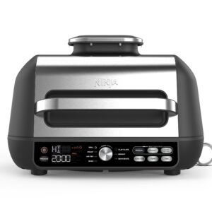 ninja foodi max pro health grill, flat plate & air fryer 3.8l with digital cooking probe, 7 in 1, air fry