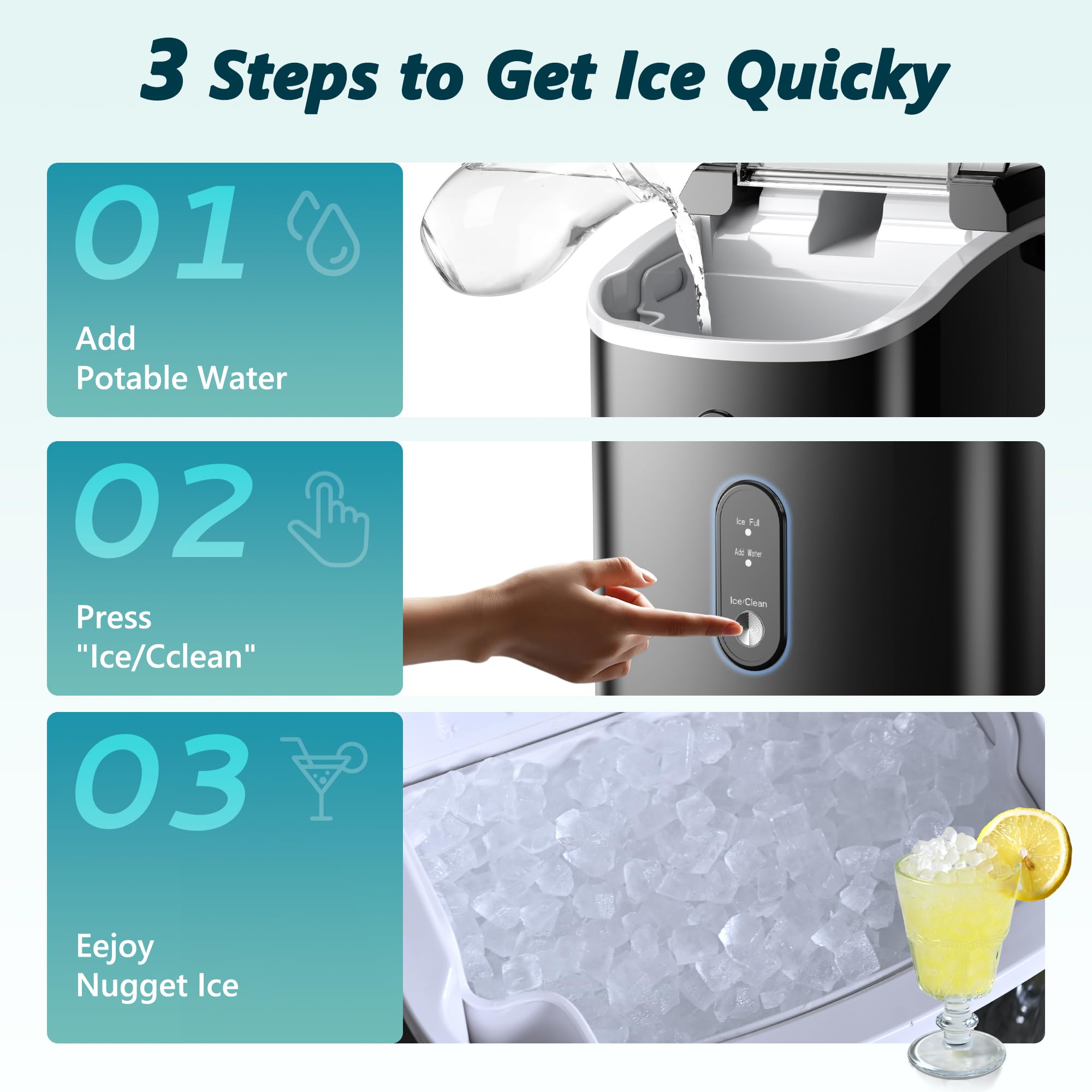 euhomy nugget ice maker, chewable pellet ice machine with handle, ready in 6 mins, 15.5kg/24h euhomy nugget ice maker, chewable pellet ice machine with handle, ready in 6 mins, 15.5kg/24h
