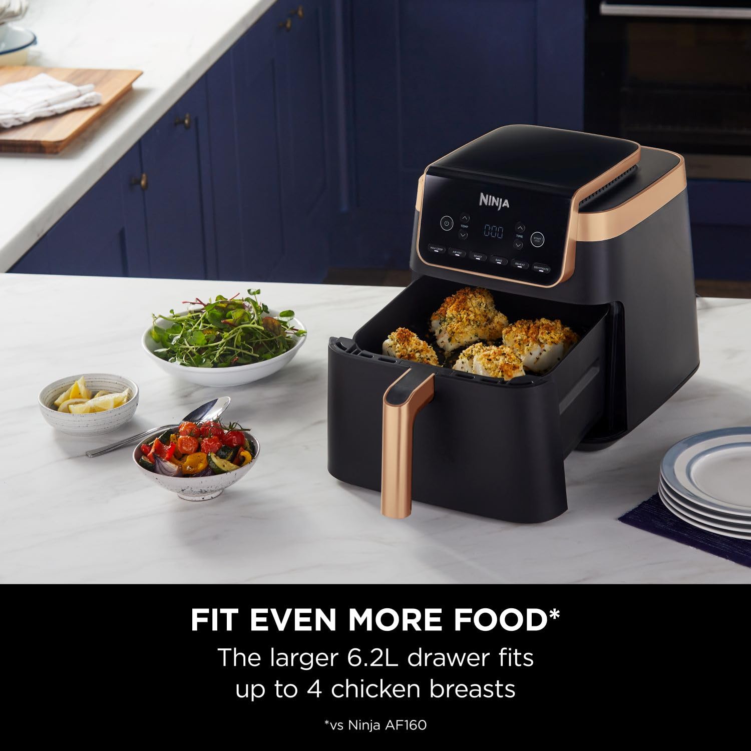 ninja air fryer max pro, 6.2l, uses no oil, large square single drawer, roast, bake, air fry ninja air fryer max pro, 6.2l, uses no oil, large square single drawer, roast, bake, air fry