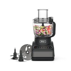 ninja food processor with 4 automatic programs; chop, puree, slice, mix, and 3 manual speeds, 2.1l bowl