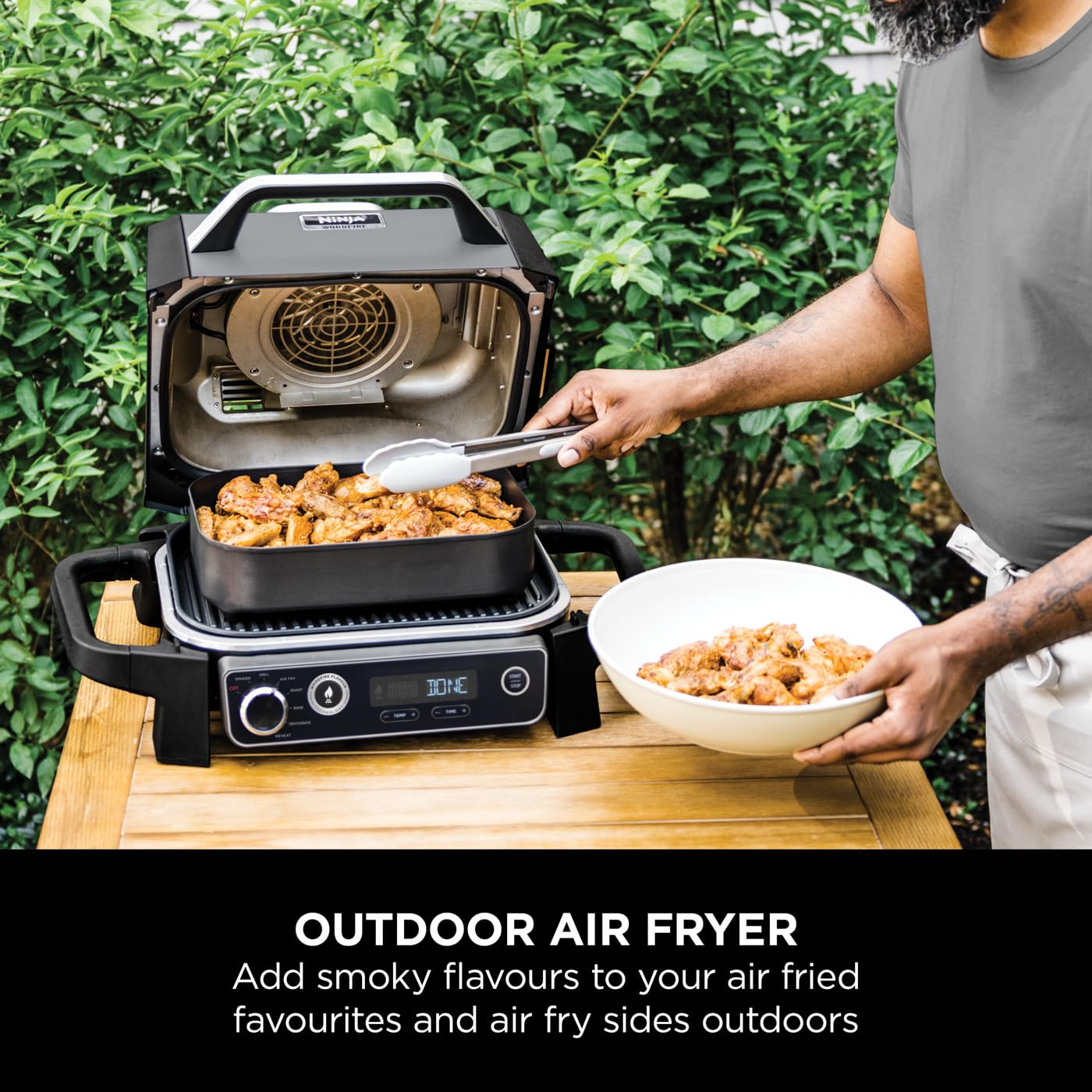ninja woodfire electric bbq grill & smoker, 7 in 1 outdoor grill & air fryer, roast, bake, dehydrate ninja woodfire electric bbq grill & smoker, 7 in 1 outdoor grill & air fryer, roast, bake, dehydrate