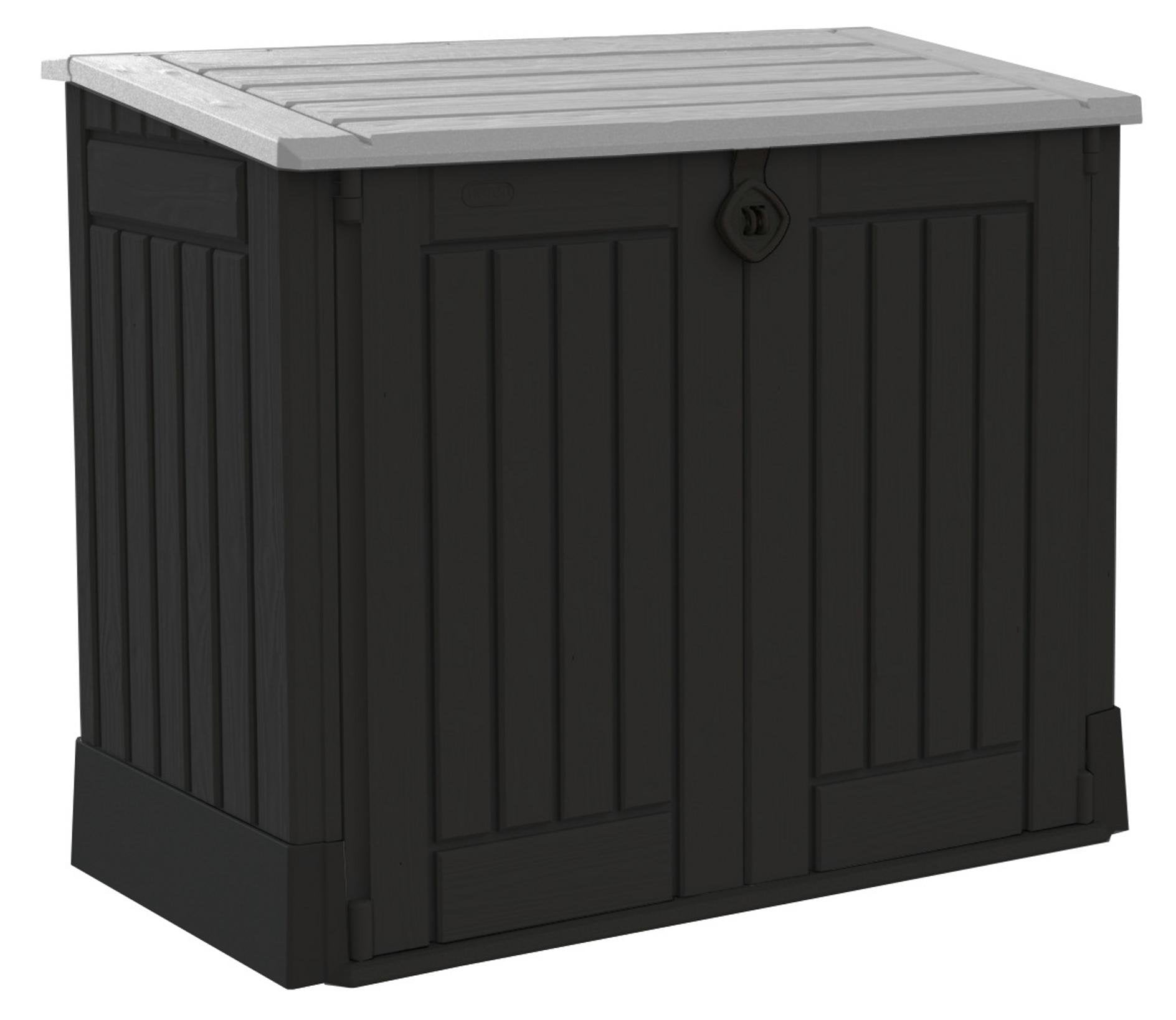 keter store it out midi outdoor garden storage shed, black and grey, 130 x 74 x 110 cm keter store it out midi outdoor garden storage shed, black and grey, 130 x 74 x 110 cm
