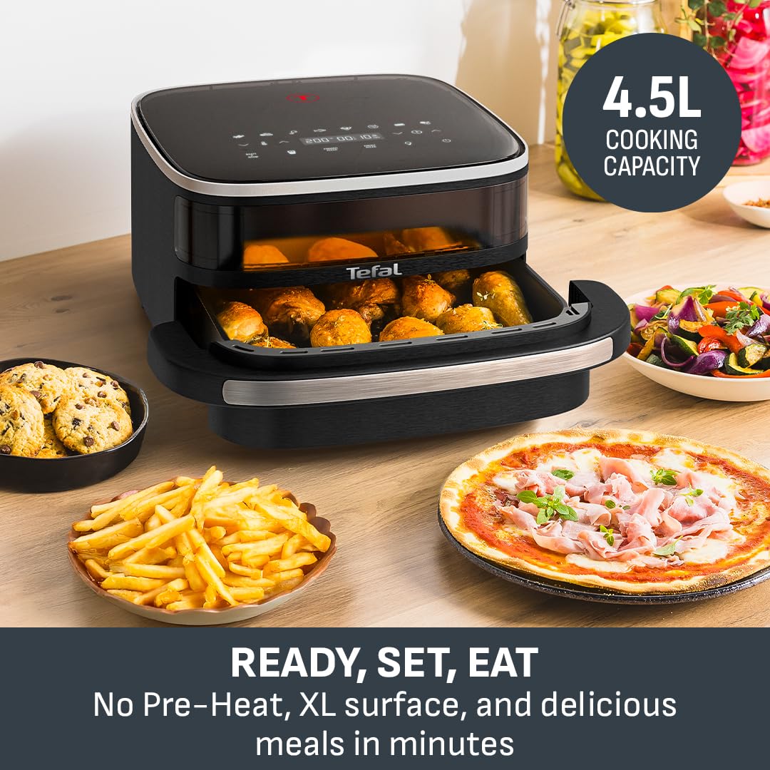 tefal easy fry pizza, xl surface, large air fryer, spacious basket, up to 1 kg of fries tefal easy fry pizza, xl surface, large air fryer, spacious basket, up to 1 kg of fries