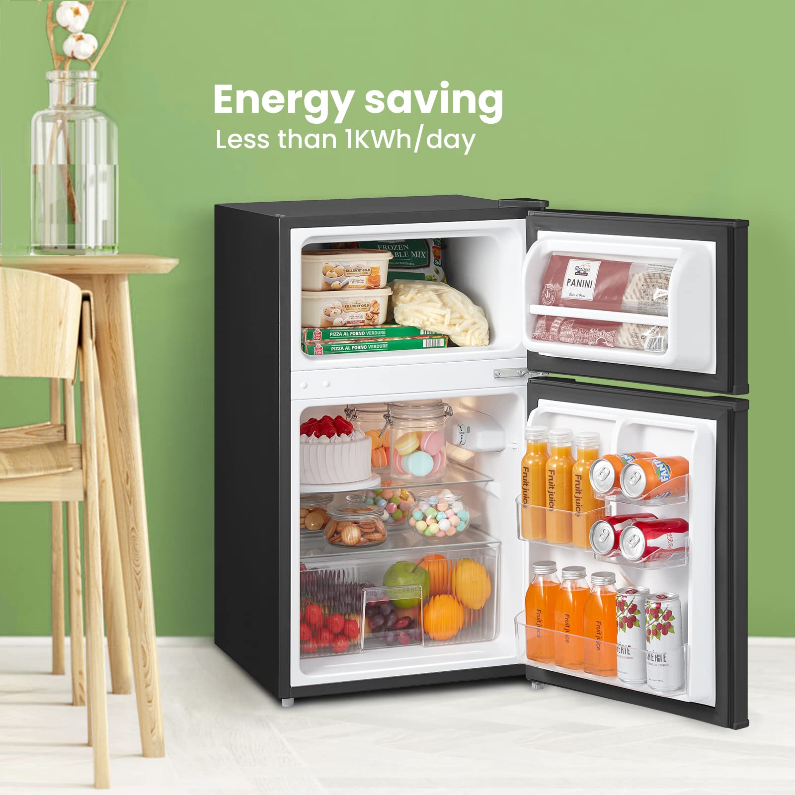 comfee' rct87bl2(e) under counter fridge freezer, 87l double door small fridge freezer with light comfee' rct87bl2(e) under counter fridge freezer, 87l double door small fridge freezer with light