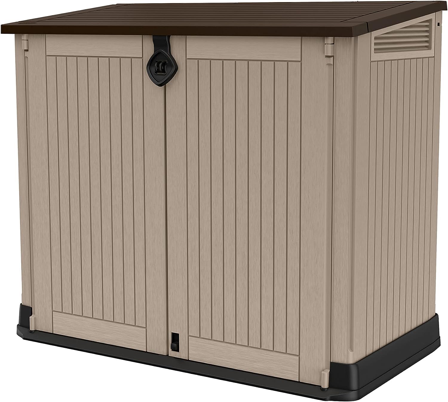 keter store it out midi outdoor garden storage shed, beige and brown, 130 x 74 x 110 cm keter store it out midi outdoor garden storage shed, beige and brown, 130 x 74 x 110 cm
