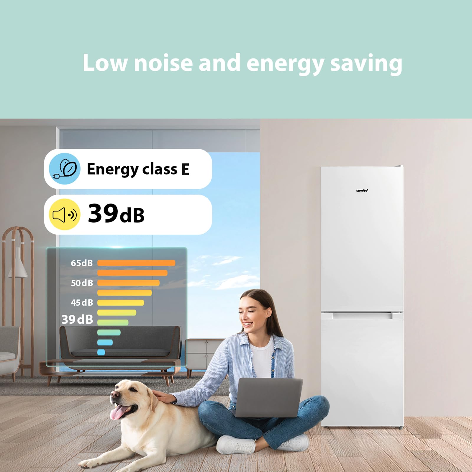 comfee' freestanding fridge freezer 174 litre rcb169wh2(e) low frost fridge with reversible door hinge energy saving led lights & adjustable thermostat – low noise white comfee' freestanding fridge freezer 174 litre rcb169wh2(e) low frost fridge with reversible door hinge energy saving led lights & adjustable thermostat – low noise white