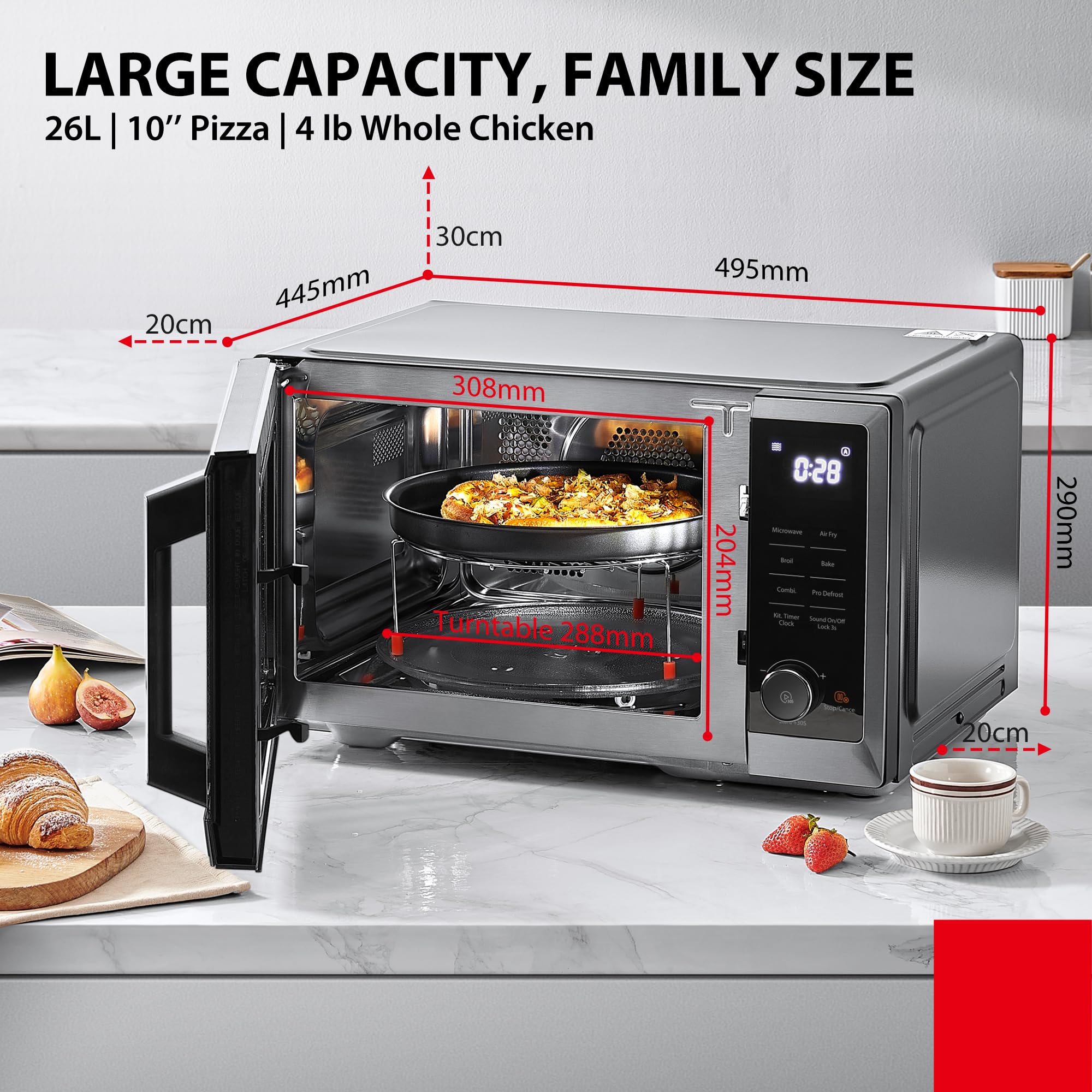 toshiba air fry auto menu combo 5 in 1 26l countertop microwave oven, broil, bake, combi toshiba air fry auto menu combo 5 in 1 26l countertop microwave oven, broil, bake, combi