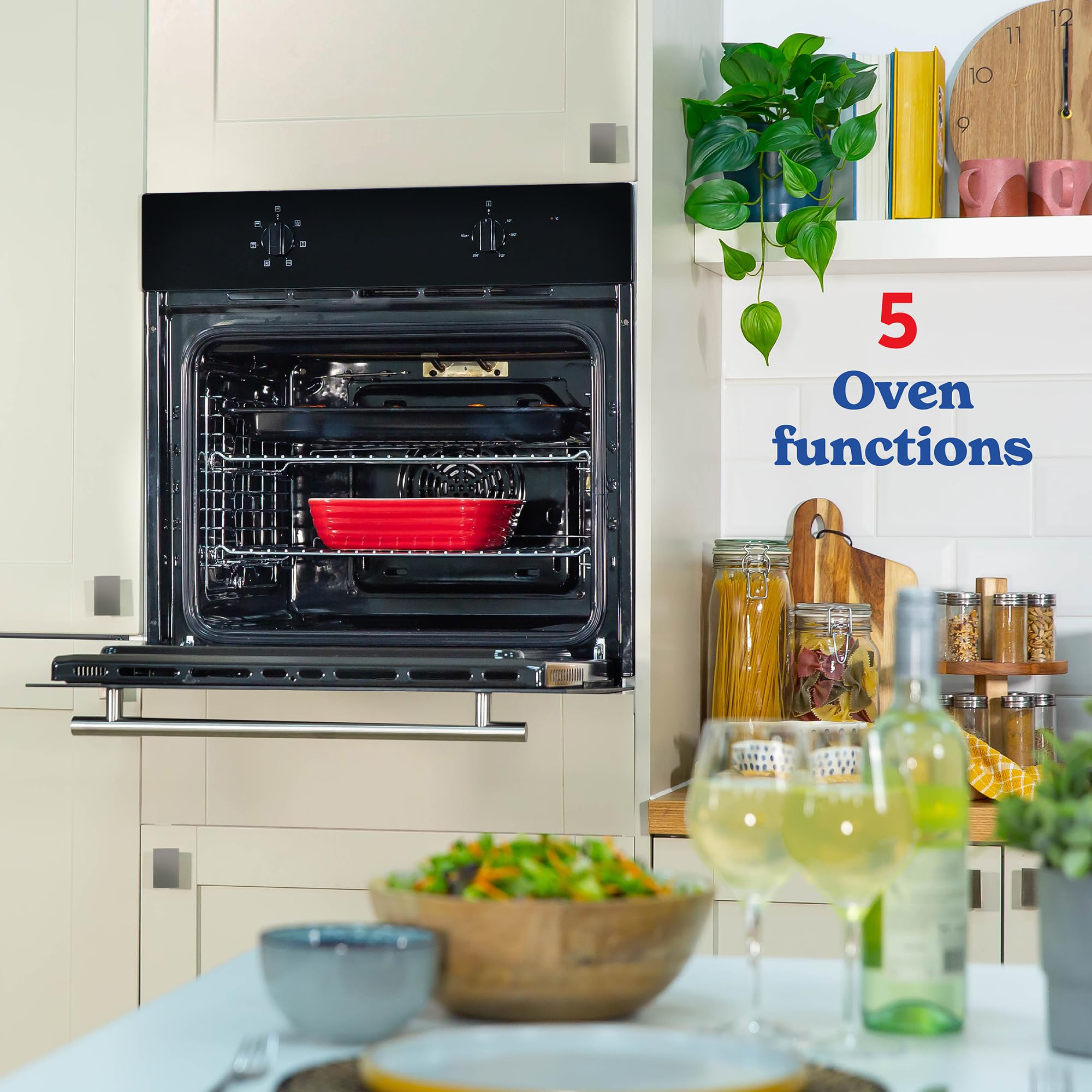 russell hobbs 70l, 60cm wide, single electric built in fan oven and grill in black, 5 oven functions russell hobbs 70l, 60cm wide, single electric built in fan oven and grill in black, 5 oven functions