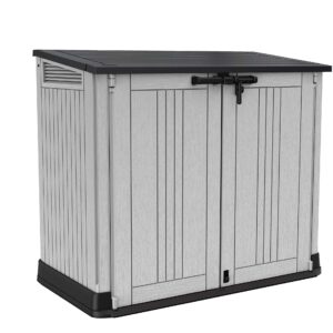 keter store it out nova outdoor garden storage shed, 32 x 71.5 x 113.5 cm, light grey with dark grey lid