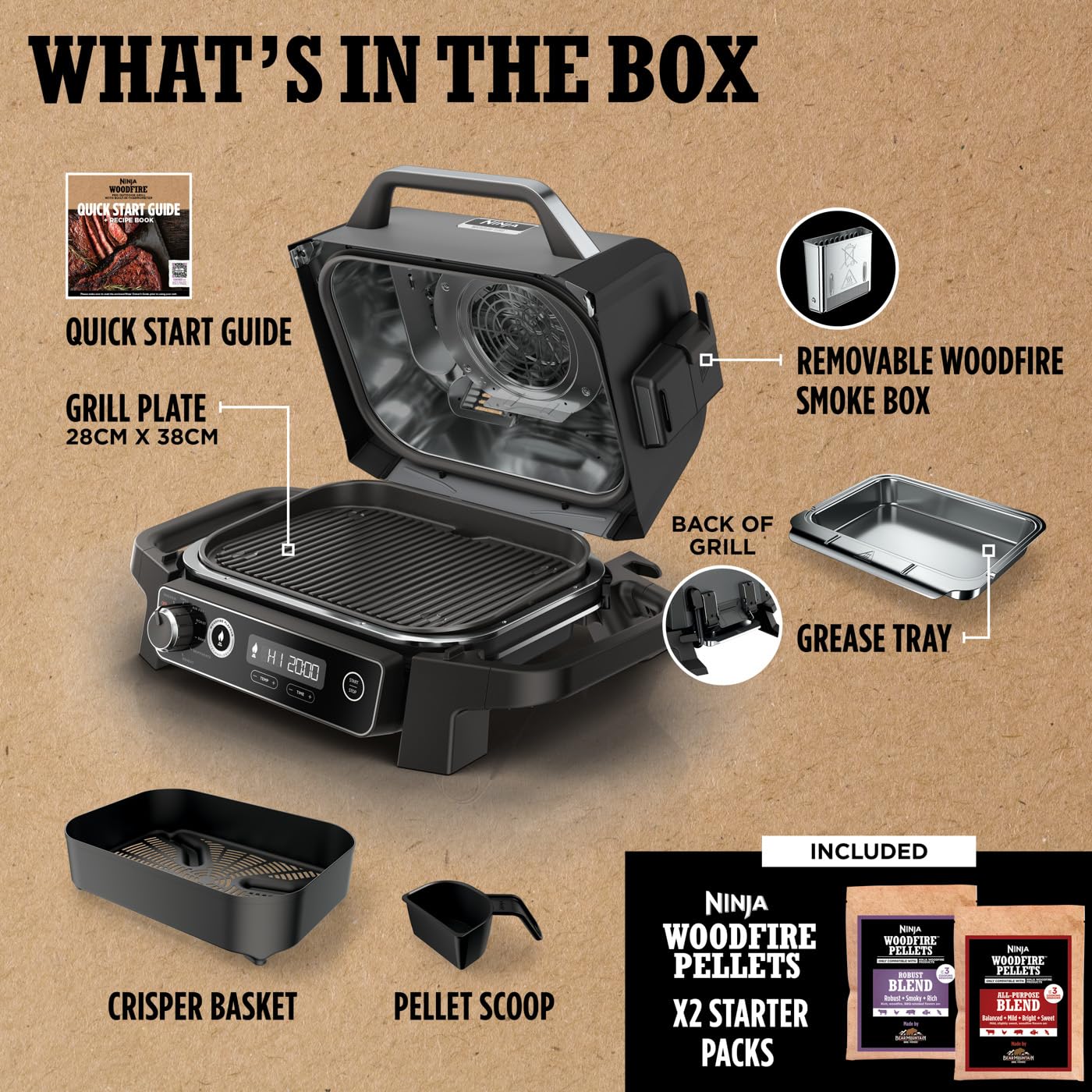 ninja woodfire electric bbq grill & smoker, 7 in 1 outdoor grill & air fryer, roast, bake, dehydrate ninja woodfire electric bbq grill & smoker, 7 in 1 outdoor grill & air fryer, roast, bake, dehydrate